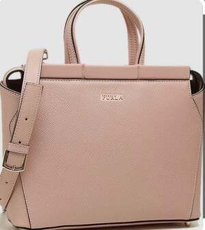 Furla Talia Medium Saffiano Leather Satchel Handbag Moonstone